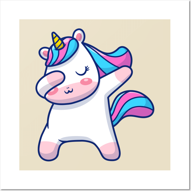 Cute Unicorn dabbing Cartoon Wall Art by Catalyst Labs